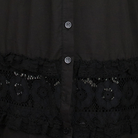 Frock Shop | Black Button Front Lace Hem Dress - Picture 4 of 4